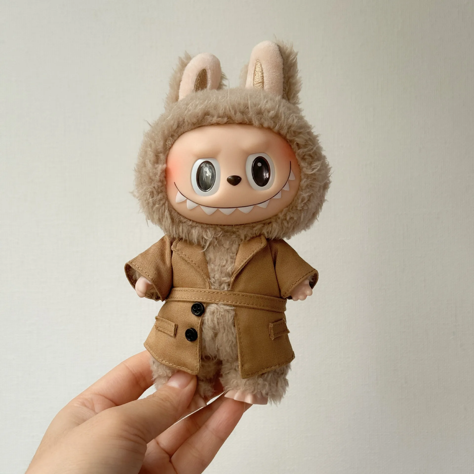 Labubu Doll Clothes: 15/17CM Spring/Autumn Trench Coat with Belt