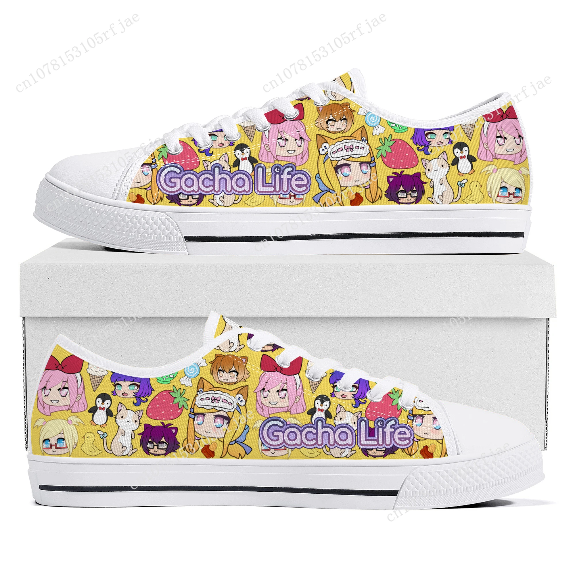 Gacha Life Low Top Sneakers Hot Cartoon Game Womens Mens Teenager High Quality Fashion Canvas Sneaker Couple Custom Built Shoes