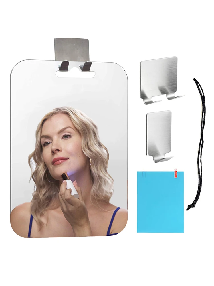 Anti Fog Mirror Acrylic Bathroom Tools Shower Shaving Fogless Mirror Washroom Travel Accessories with stainless steel razor brac 3