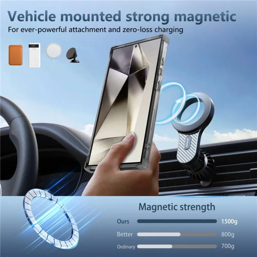 Premium 360° Rotating Magnetic Ring Case - Shockproof Clear Protector Cover