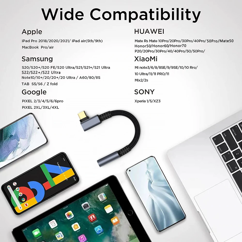 USB-C to 3.5mm Audio Adapter for Earphones and Headphones