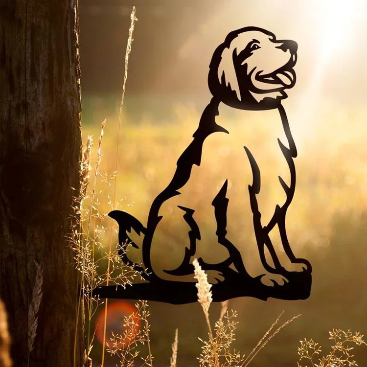 

Iron Metal Golden Retriever Silhouette Puppy Dog Sign Cutout Rustic Outdoor Home & Garden Decor Housewarming Gift for Dog Lovers