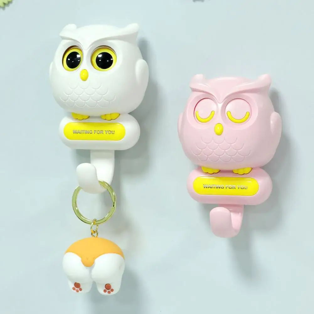 Novelty Owl Coat Hanger Charming Owl Key Hook with Automatic Eye Movement Decorative Wall Hanger for Towels Unique Office Decor