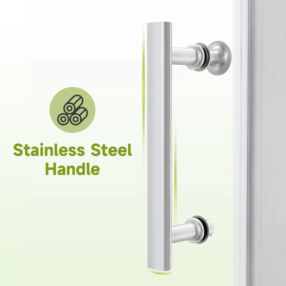 Bifold Shower Door, 30" W x 72" H, 1/4" Tempered Glass Shower Door, Foldable Shower Glass Door, Brushed Nickel Finish 6