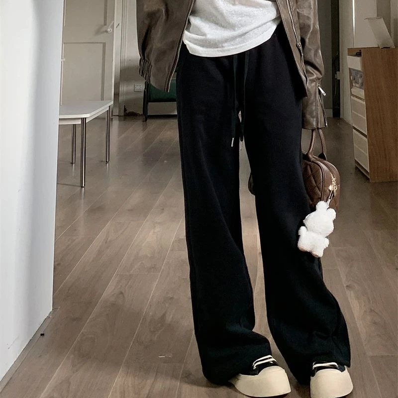 Deeptown Baggy Gray Sweatpants Women Jogger Sports Korean Style Harajuku Pants Casual Jogging Wide Leg Trousers Summer Fashion