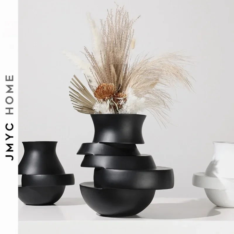 

Abstract Geometric Black White Cascading Vase Resin Vases Artwork Decorations Flower Arrangement Accessories Home Decor