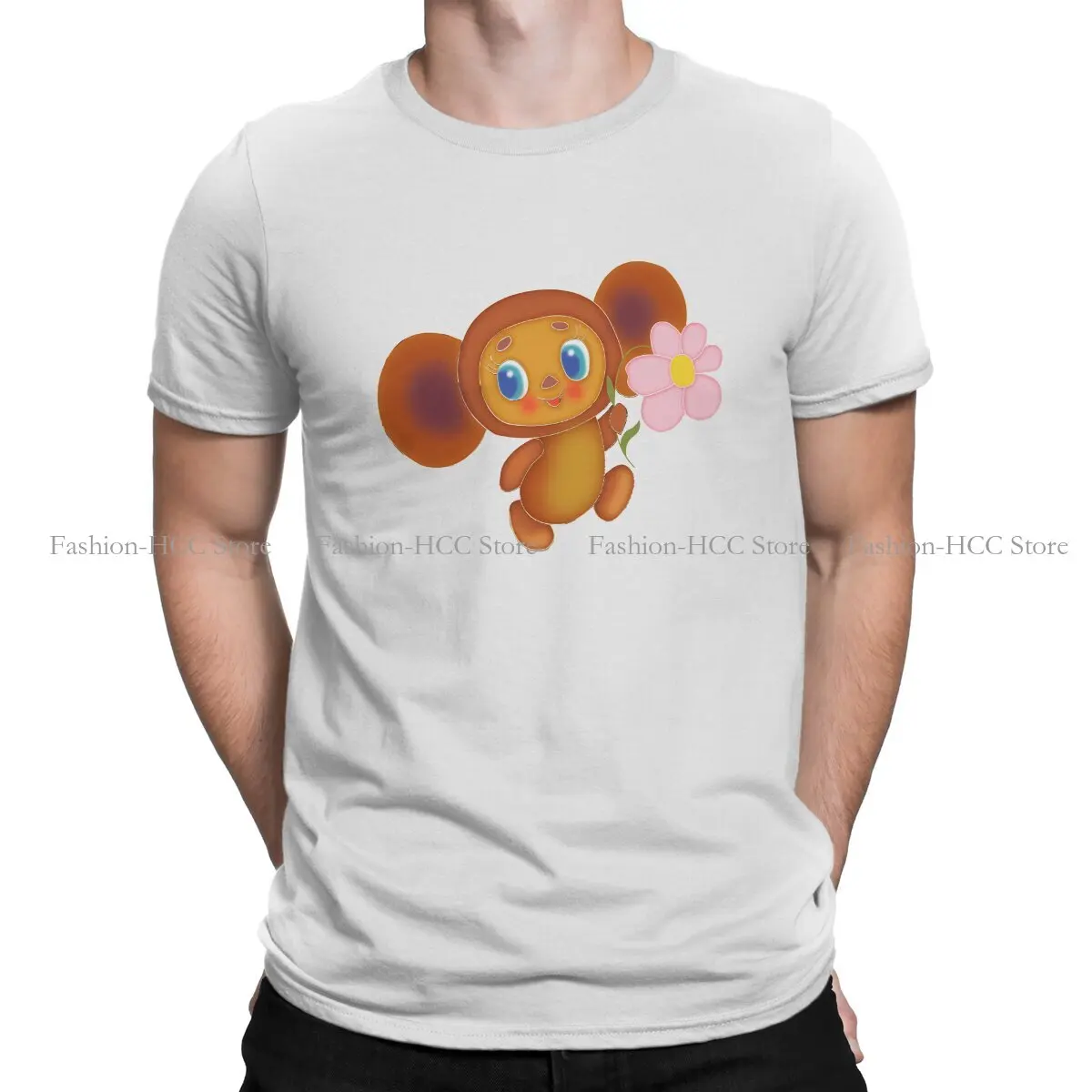 

Футболка в цветочек Cheburashka Che Burashka Gena, удобная креативная графическая футболка с русским мультяшным принтом
