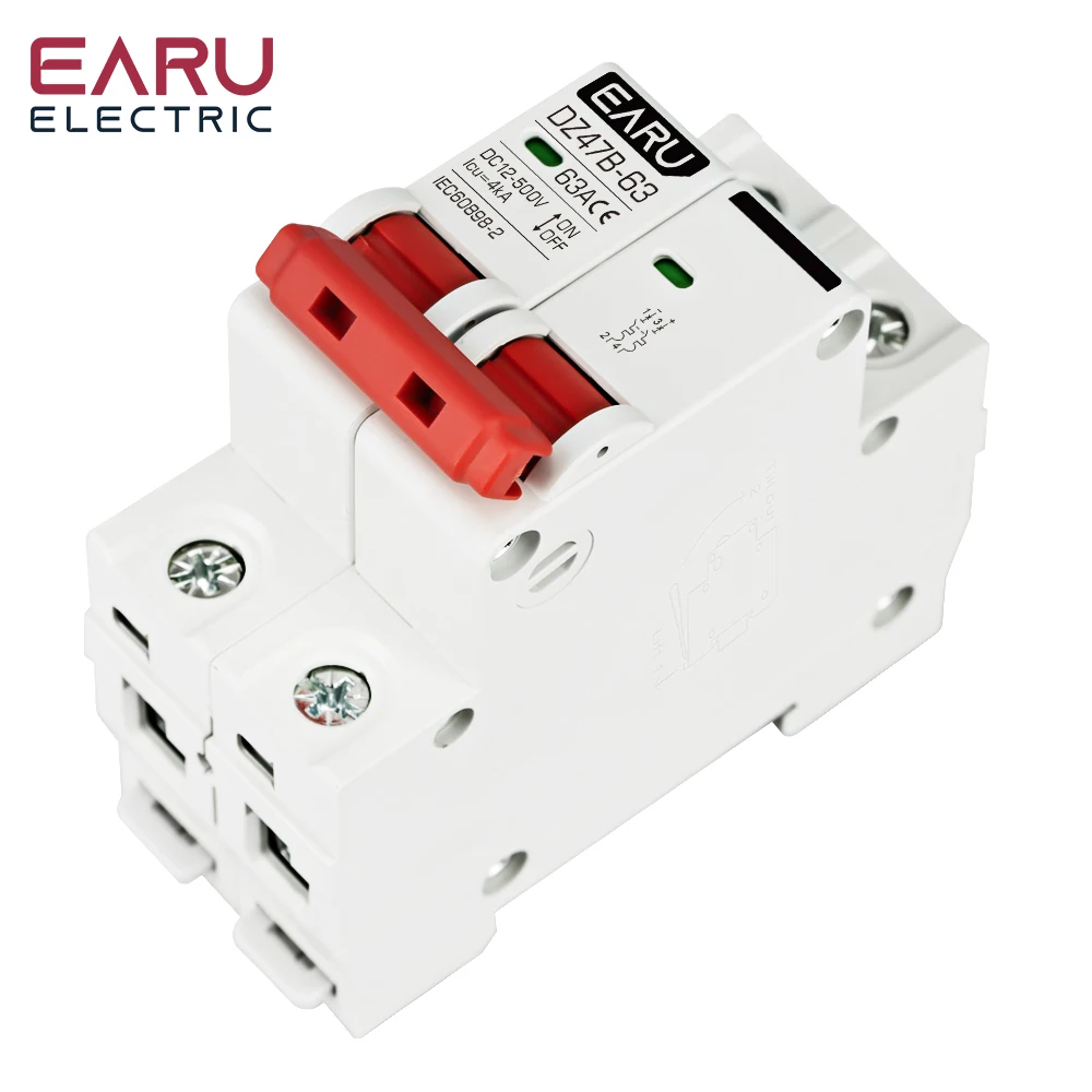 1P 2P DC MCB 12V 24V 48V Circuit Breaker Battery Car Protector DZ47 DC Positive