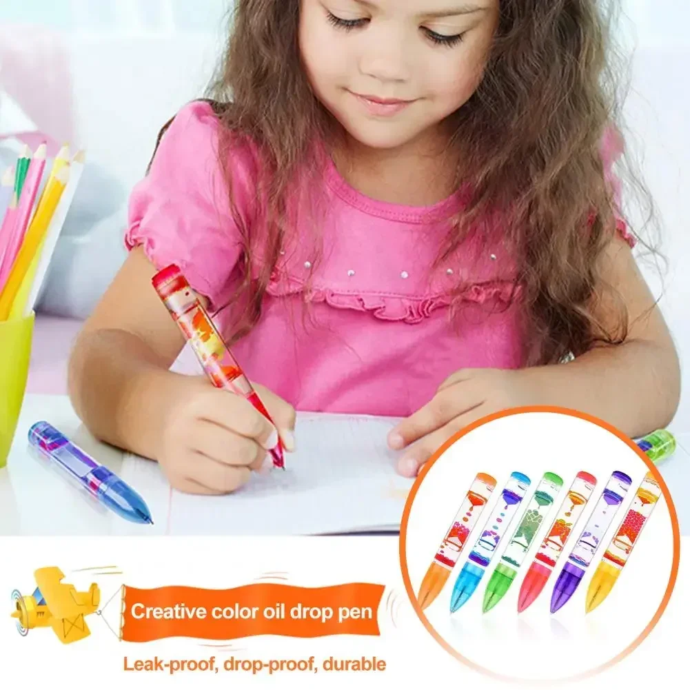 Motion-Bubble Pen Hourglass Stress Relief Ballpoint Pen Colorful Liquid Motion-Bubbler Fidget Desk Toys School Supplies sand timer liquid hourglass timer colored hourglass