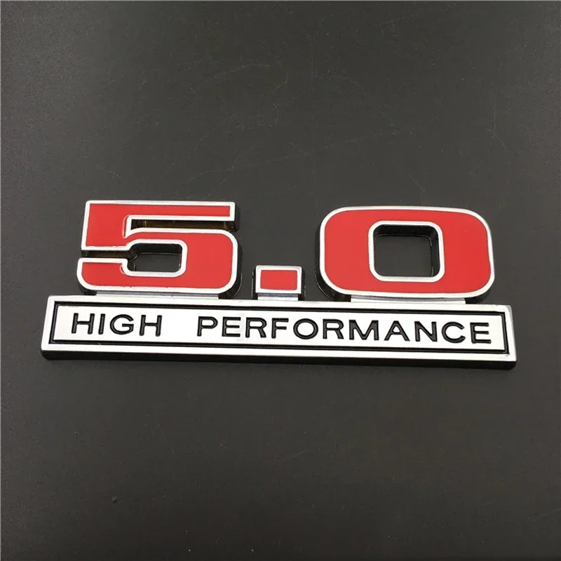 3D Red Chrome Metal 5.0 Ad Alte Prestazioni Fender Emblem Badge Adesivo Per Auto Per Ford Focus Kuga Mondeo Mustang 5.0 Accessori