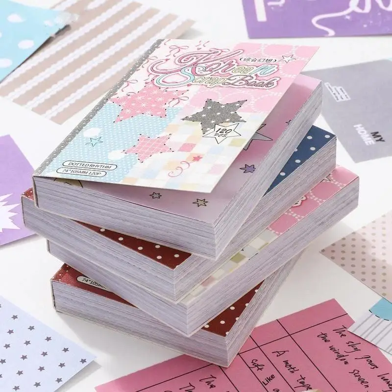 Blocco di Carta per Scrapbooking Kawaii | 120 fogli di carta con motivi a pois e stelle | Perfetto per la creazione di diari, la realizzazione di biglietti fai-da-te e l'artigianato artistico - immagine 4
