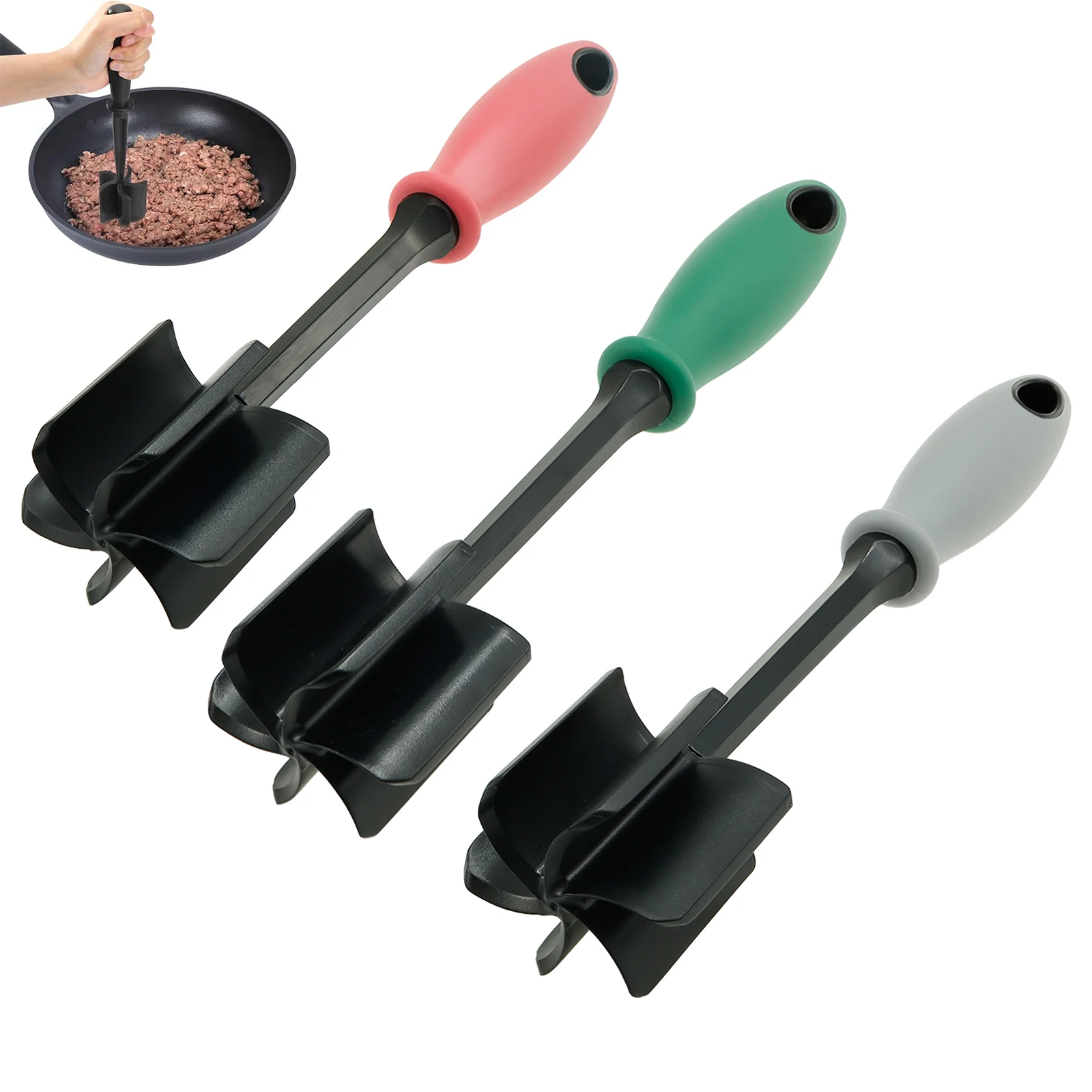 Kitchen Meat Chopper Ground Beef Potato Tomato Masher Mixing Grinding Pounding Spatula Meat Scraper Mincing Kitchen Tools