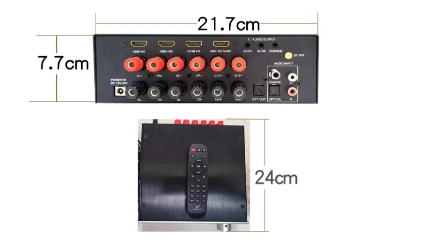 USB fiber optic Bluetooth AC3 DTS Dolby surround 5.1 channel audio decoder HDMI power amplifier all-in-one machine