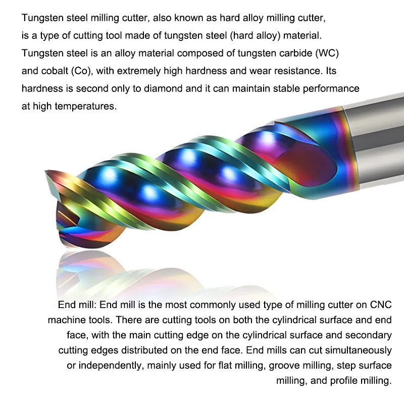 Shazam 1,0-20,0mm cnc maschinen bearbeitung fräser hrc50/55/65 3-flöten-Hartmetall-Flachfräser für die Bearbeitung von Aluminium teilen – Detail 2