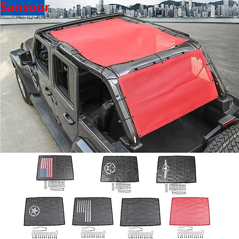 

Sansour Car Top Sunshade Cover for Jeep Wrangler JL Car Roof Anti UV Sun Insulation Net for Jeep Wrangler 2018+ Accessories