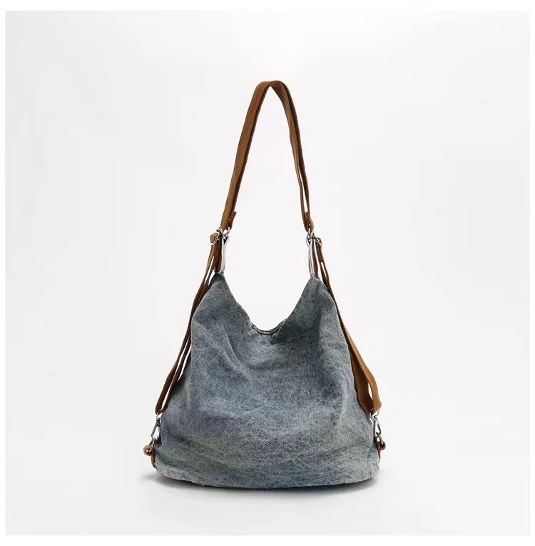 Denim Hobo Bag Women's Retro Shoulder Bag Student Leisure Style_voghion.com