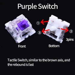 Outemu Mechanical Keyboard Switches - Black, Blue, Brown, Red Key Options for CIY Sockets SMD 3-Pin Thin Pins (Tactile Purple)