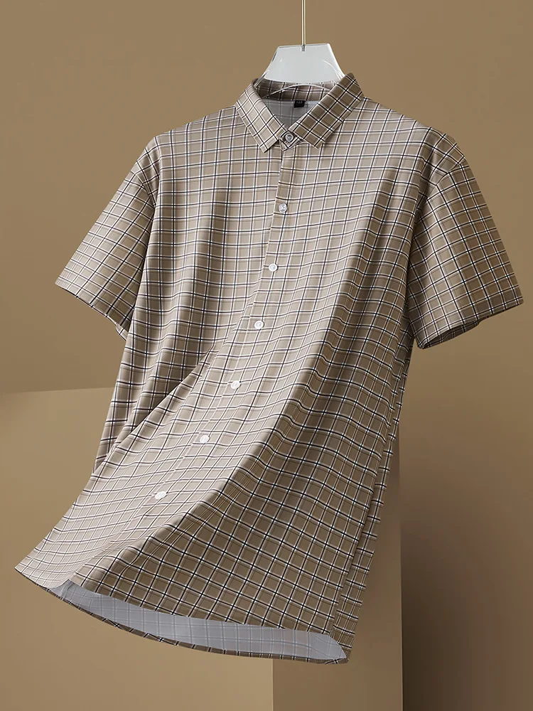 Summer Men's Plus Size Plaid Short-sleeved Shirt 10XL 12XL