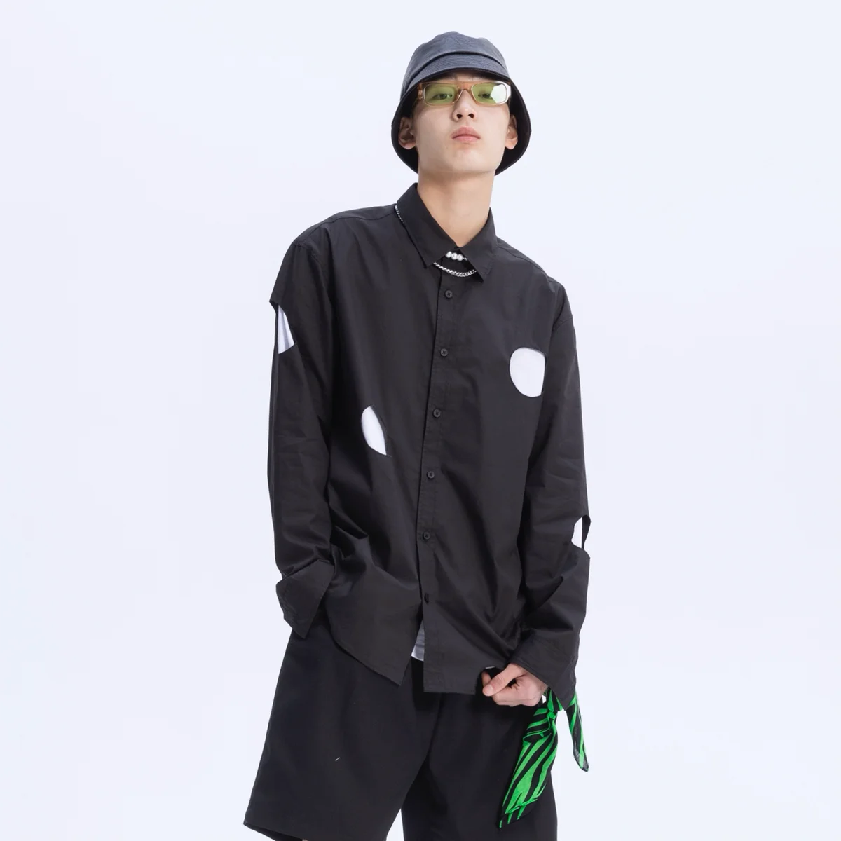 

XS-6XL 2022 Men Women Clothing Original Cutout long Sleeve Personalized Design Sense Niche Shirt Plus Size Costumes