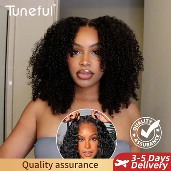 10A 100% Glueless Wigs Human Hair Wigs Ready To Wear Bleached Knots 6x5 Pre Cut HD Transparent Glueless Lace Wigs Kinky Curly 1