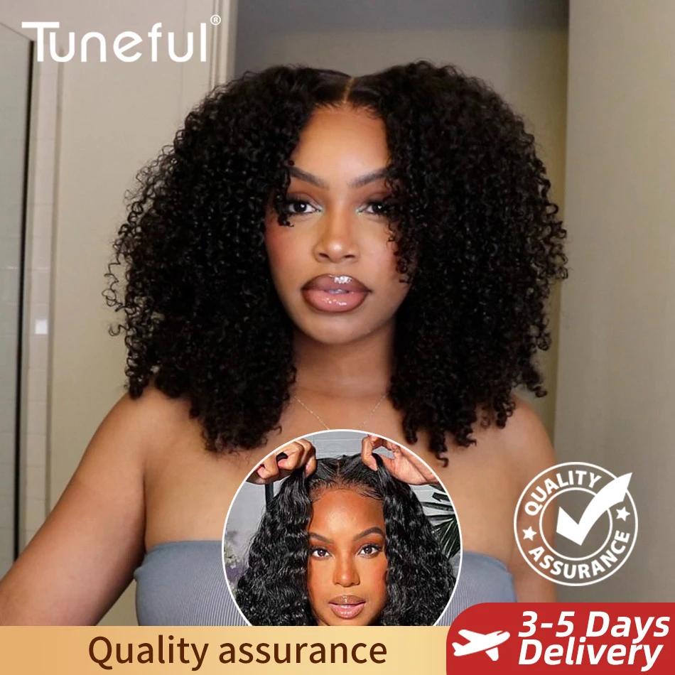 10A 100% Glueless Wigs Human Hair Wigs Ready To Wear Bleached Knots 6×5 Pre Cut HD Transparent Glueless Lace Wigs Kinky Curly