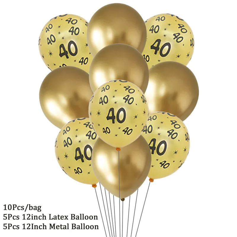 40. Geburtstag Luftballons, 30 Stück Schwarz-gold, Mit Konfetti, 12 Zoll, Für Partydeko