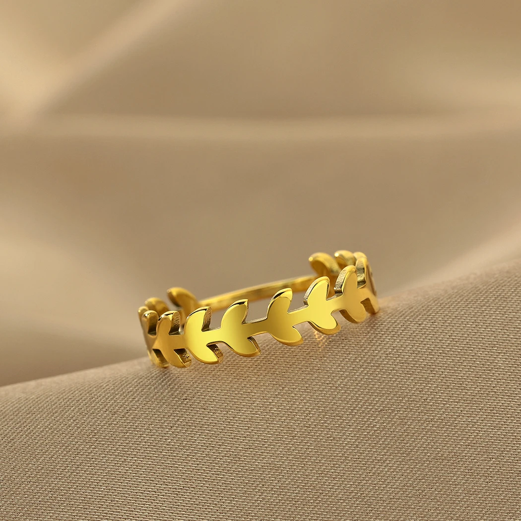 Anillo Geométrico de Flor y Hoja Vintage (Acero Inoxidable Dorado) Scffcef04425d4a31b30ec931d88de936O