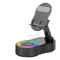 Portable Smart Induction Speaker Mobile Phone Holder Adjustable RGB Light Wireless Bluetooth Speaker Phone Reverse Charging