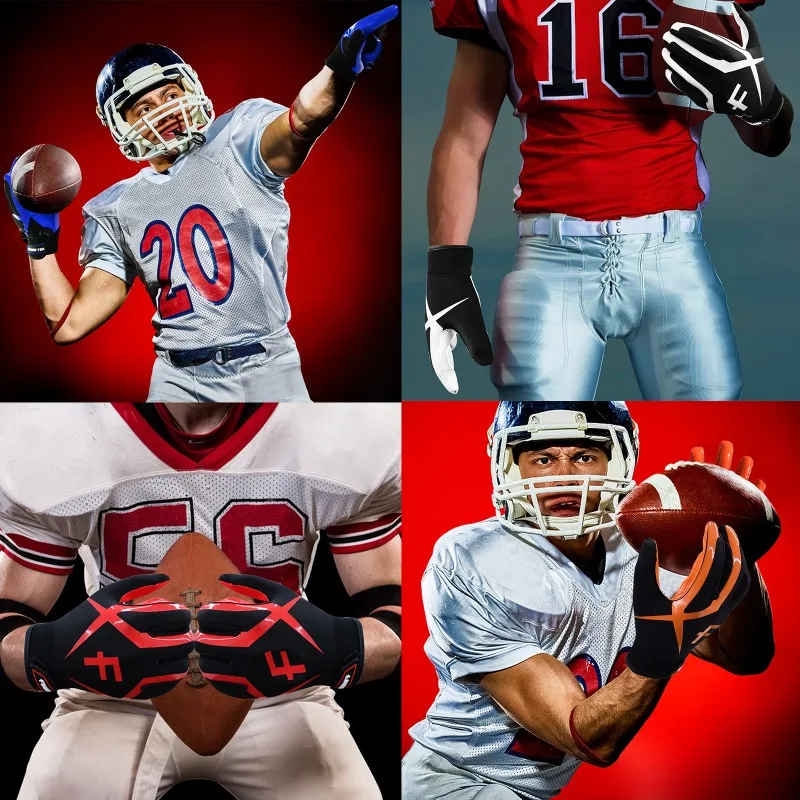 New American Football Rugby Gloves Receiver Youth Adult Men Grip Gloves for Kids Durable Breathable Flexible