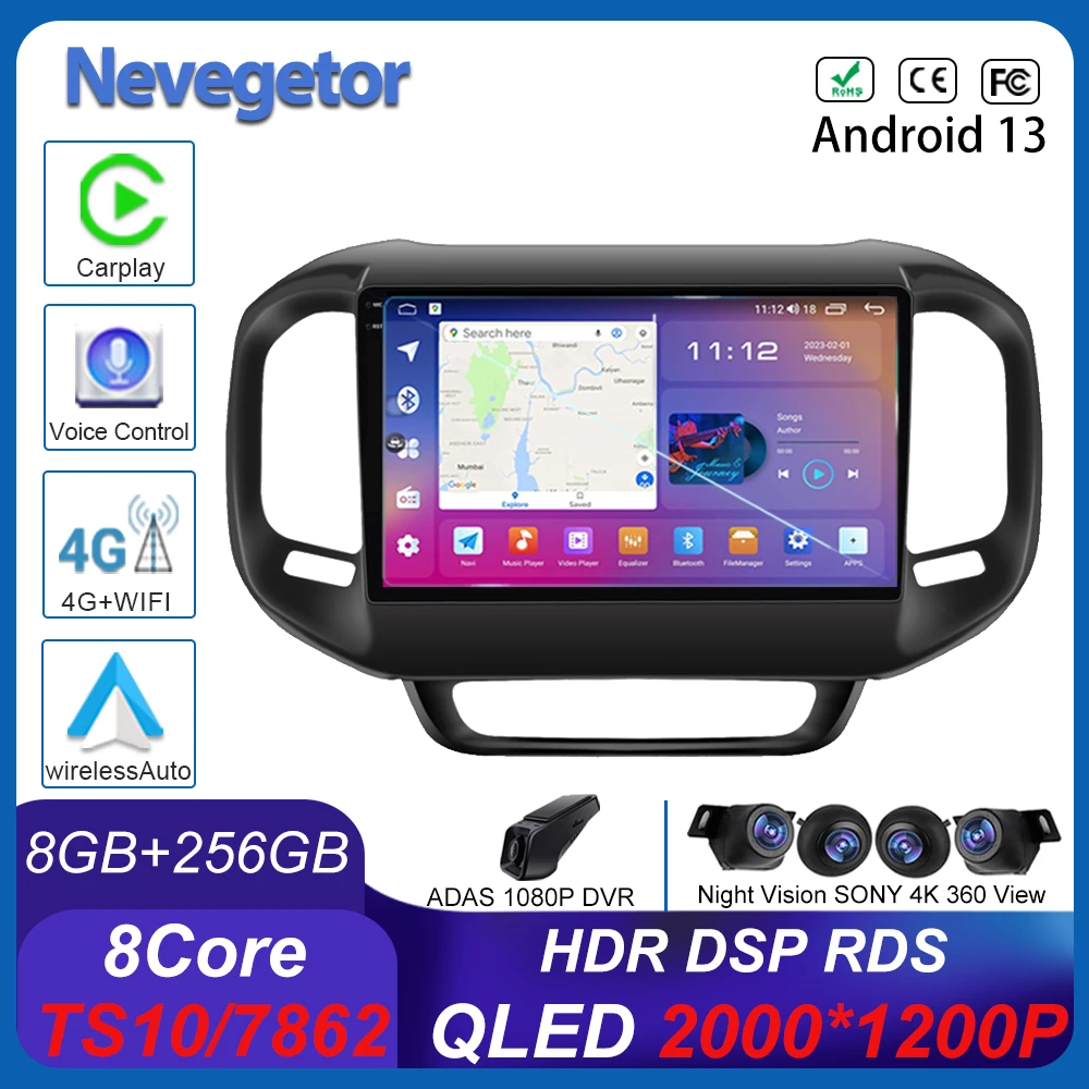 

Android 13 Car Radio For FIAT Toro 2017-2020 Auto Radio Stereo Multimedia Player GPS Navigation DVD High-performance CPU Screen