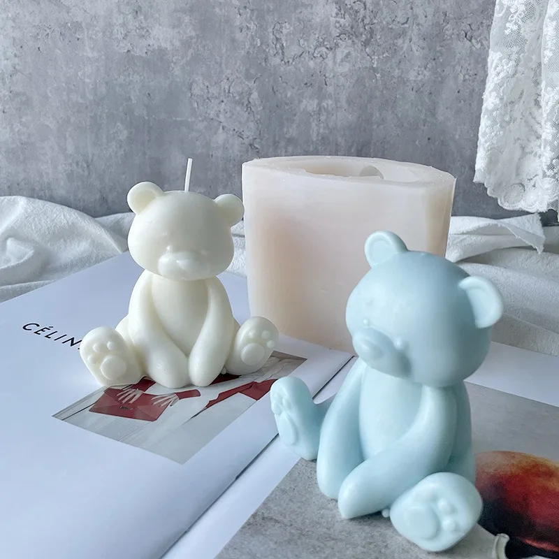 

For fun 3D Sitting Stand Bear Silicone Candle Mold DIY Handmade Soap Plaster Resin Decorative Candle Making Supplies Home Gifts