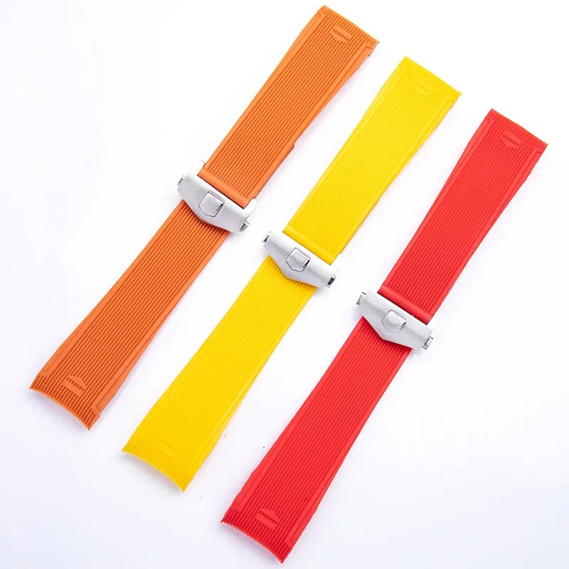 

24mm Rubber Watch Strap FOR TAG HEUER Carrera Aquaracer Watch Accessories Band Silicone Butterfly Buckle Bracelet 24mm