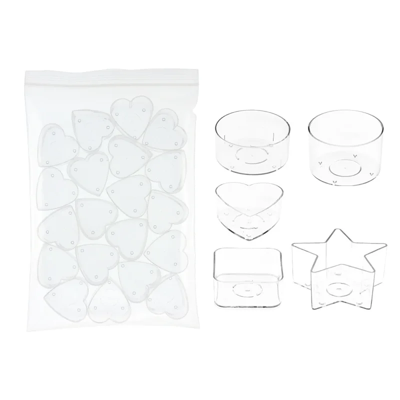 10/20 PCS Acrylic Tealight Wax Cup DIY Aromatherapy Heart Round Candle Jar Home Decor Candle Making Supplies candle making kit,aromatherapy candle making kit,candle containers