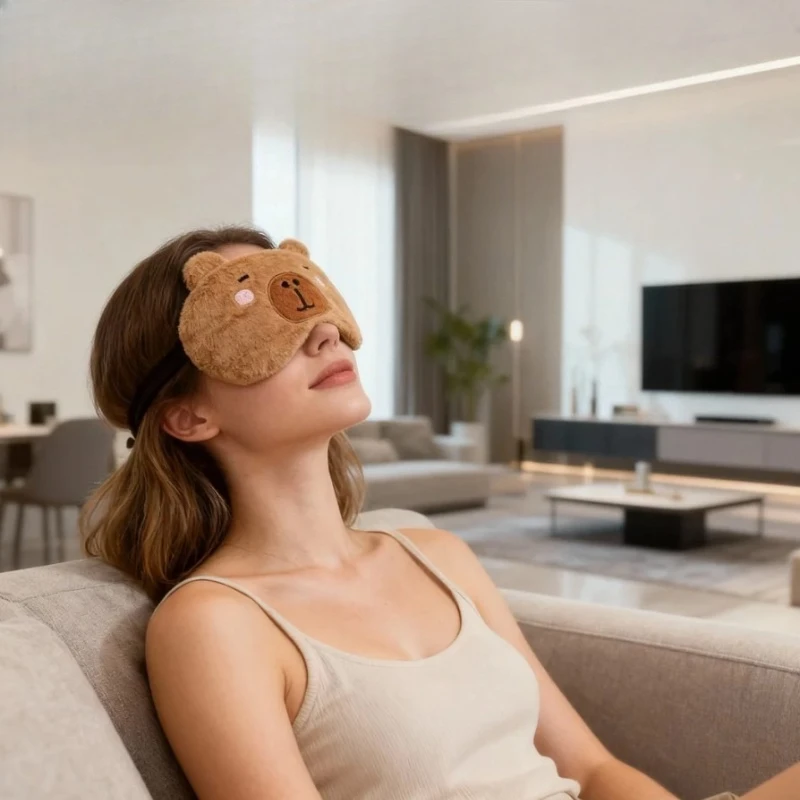 Adorable Capybara Sleep Mask - Light-Blocking & Adjustable Gift