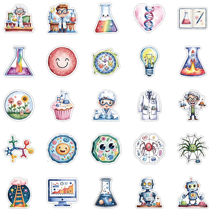 50 Stück Naturwissenschaften-Aufkleber-Set für Chemie, Biologie, Physik, Wissenschaft, Klassenzimmer, Dekoration, Studenten-Labor-Aufkleber, wasserfest – Detail 5