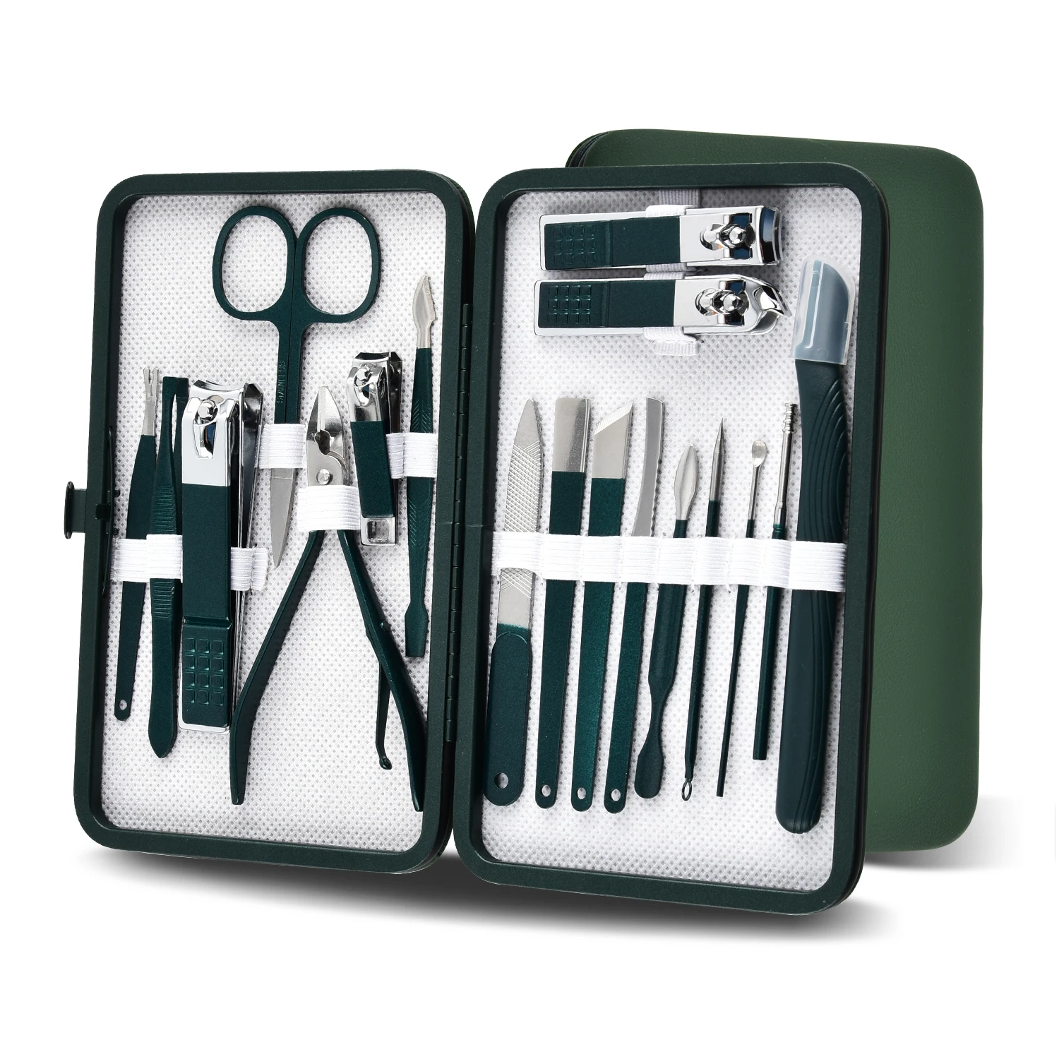 Nail Clipper Set 7/10/12/18 pcs Spring Green Stainless Steel with Portable Case