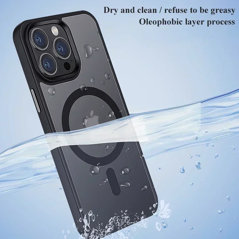Premium Matte Shockproof Translucent Magnetic Armor Phone Case with Clear Bumper Cover