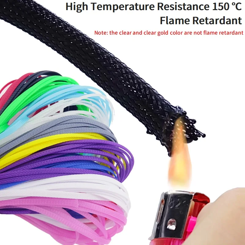 Insulated Expandable Braided Sleeving 4/6/8/10/12/14/18/20/25mm Tight PET Wire Gland High Density Protection Cable Sleeve 2/10M cable sleeve protective sleeve pet braid sleeves