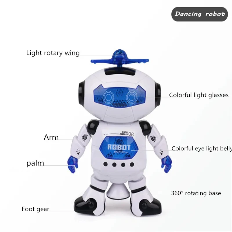 Kids Robot Dance Toy With Music LED Light Electronic Walking Boys Girls Birthday Christmas Gift