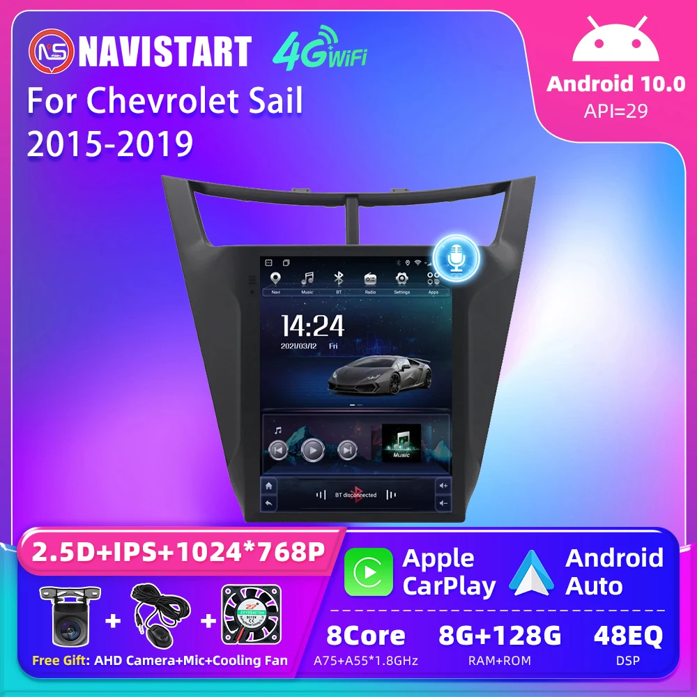 

NAVISTART Tesla Android 10 Car Radio for Chevrolet Sail 2015 2016 2017 2019 Multimedia Video Player Carplay Android Auto No DVD