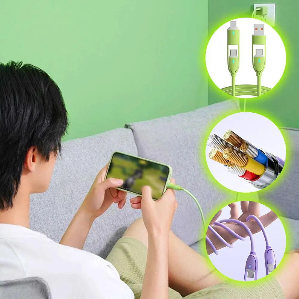 

Кабель 4-в-1 для быстрой зарядки телефона, USB Type-C