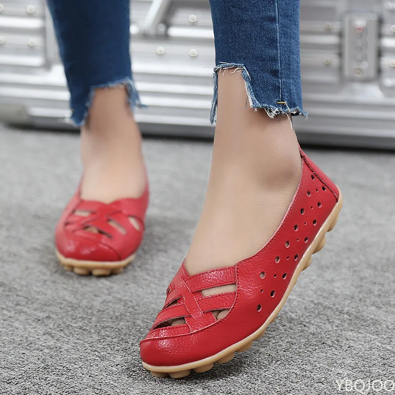 Women shoes slip on moccasins flat genuine leather casual