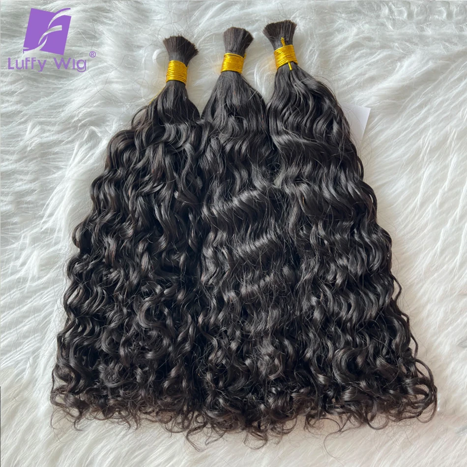 Bulk Human Hair Boho Knotsless Braids Double Drawn Curly No Weft For Braiding Full Ends Wholesale Bundles Human Hair Extensions