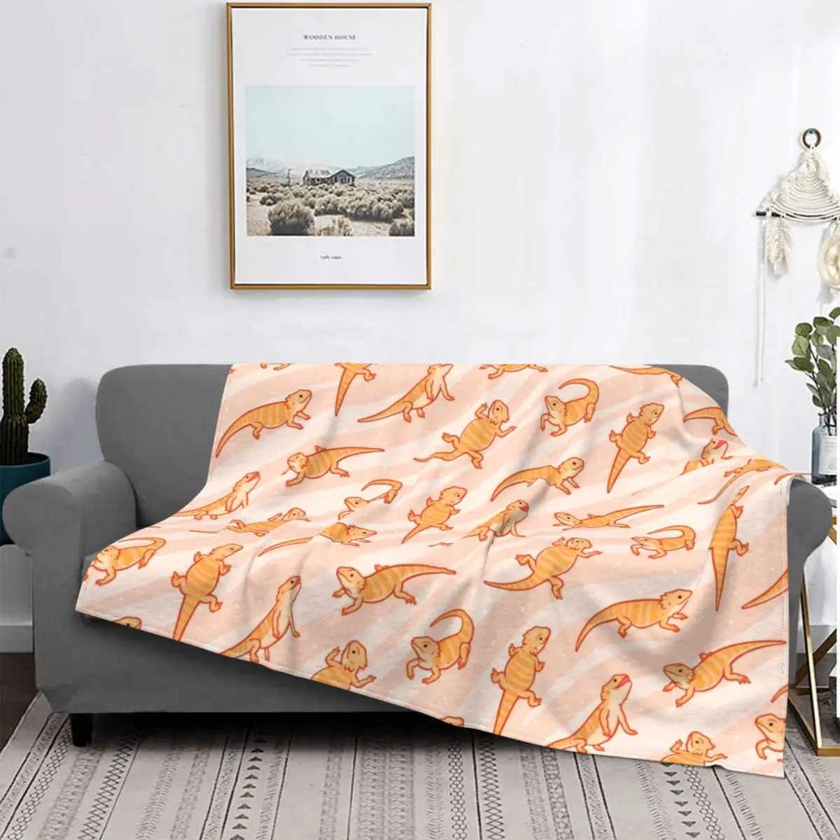 BeardedDragonsBlanketVelvetTextileDecorAnimalPortableSuperWarmThrowBlanketsforSofa