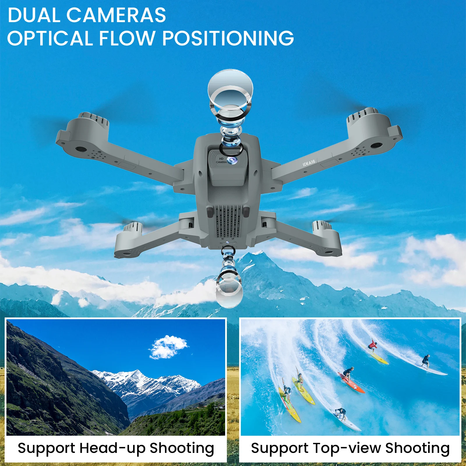 IDEA16 Drones with 2 Cameras for Adults 4K 5GHz FPV WIFI Live