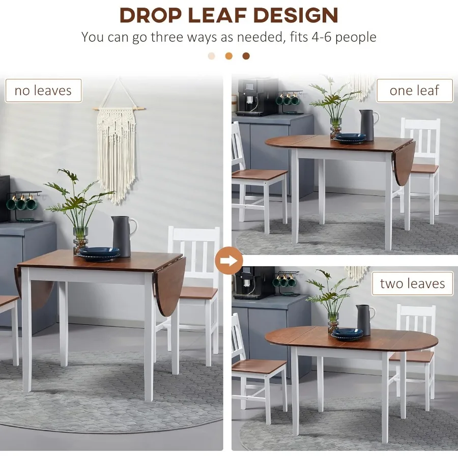 55 Solid Wood Kitchen Table for 46 People Oval Drop Leaf Tables for Small Spaces Folding Dining Table Brown