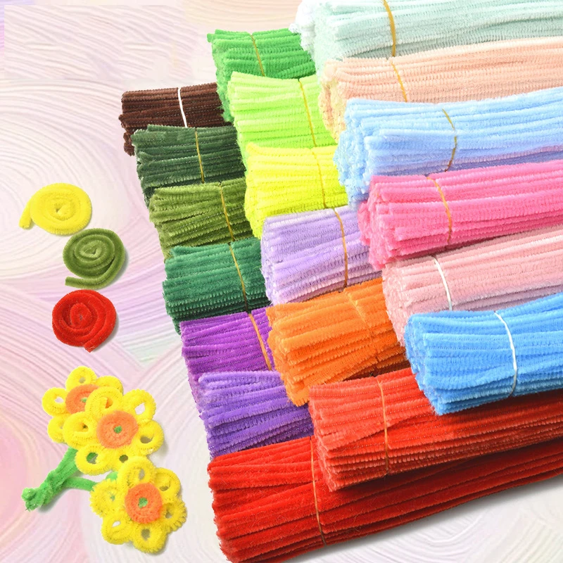 Chenille Pipe Cleaners 30cm 50pcs Chenille Stem Pipe Plush Strips Sticks Kids DIY Craft Creative Toys Educational Handmade Twist Rod Party Supplies