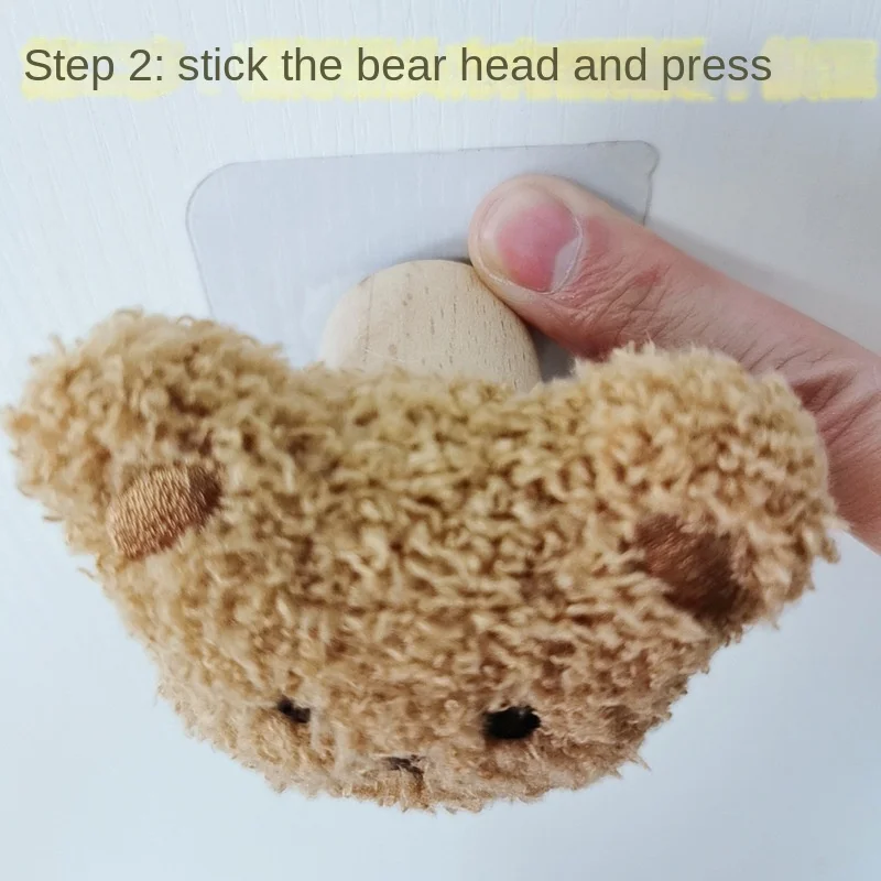 Self Adhesive Hooks Multifunctional Hooks Self Adhesive Wall Hooks Heavy Duty Hooks Plush Bear Wood Key Bag Coat Hook Multifunction Wall Decor Organizer Hanger Home Decoration Kids Room Hallway Door Storage Rack