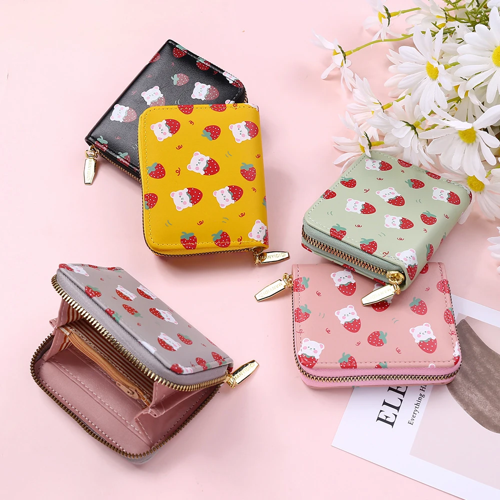 Ladies Wallet Cute Cartoon Strawberry Pattern Wallet Brand Design PU  Leather Coin Purse Clutch Bag Card Holder Сумки женские - AliExpress