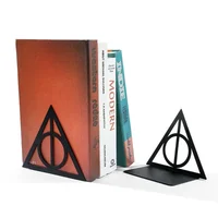 Triangle graphic book end, metal heavy-duty book end, fan organized desktop, home office, iron book end 1